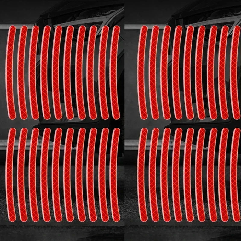 Car Wheel Hub Reflective Stripes Stickers – Night Safety Tire Rim Decals, Waterproof Warning Tape for Vehicle Decoration