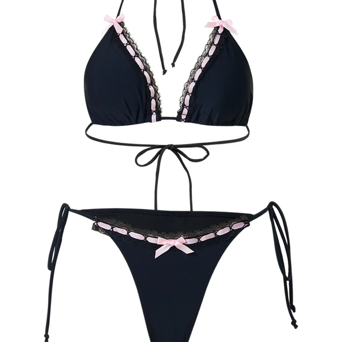 Lace Trim Tie Bow Bikini