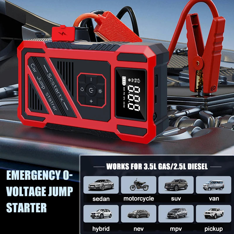 Portable 150PSI air pump, emergency car jump starter, power bank, LED lighting, air compressor,car starter suitable for all cars