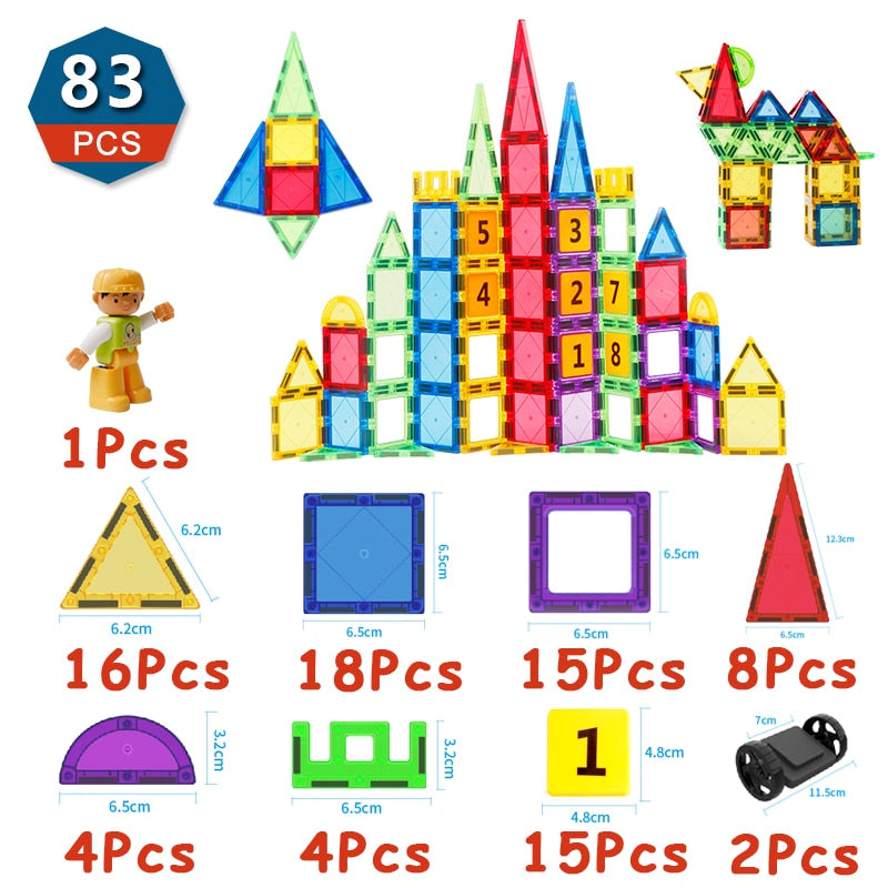 1Set Magnetic Designer Construction Set Model & Building Toy DIY Magnetic Blocks Tiles Montessori Educational Toys For Kids Gift