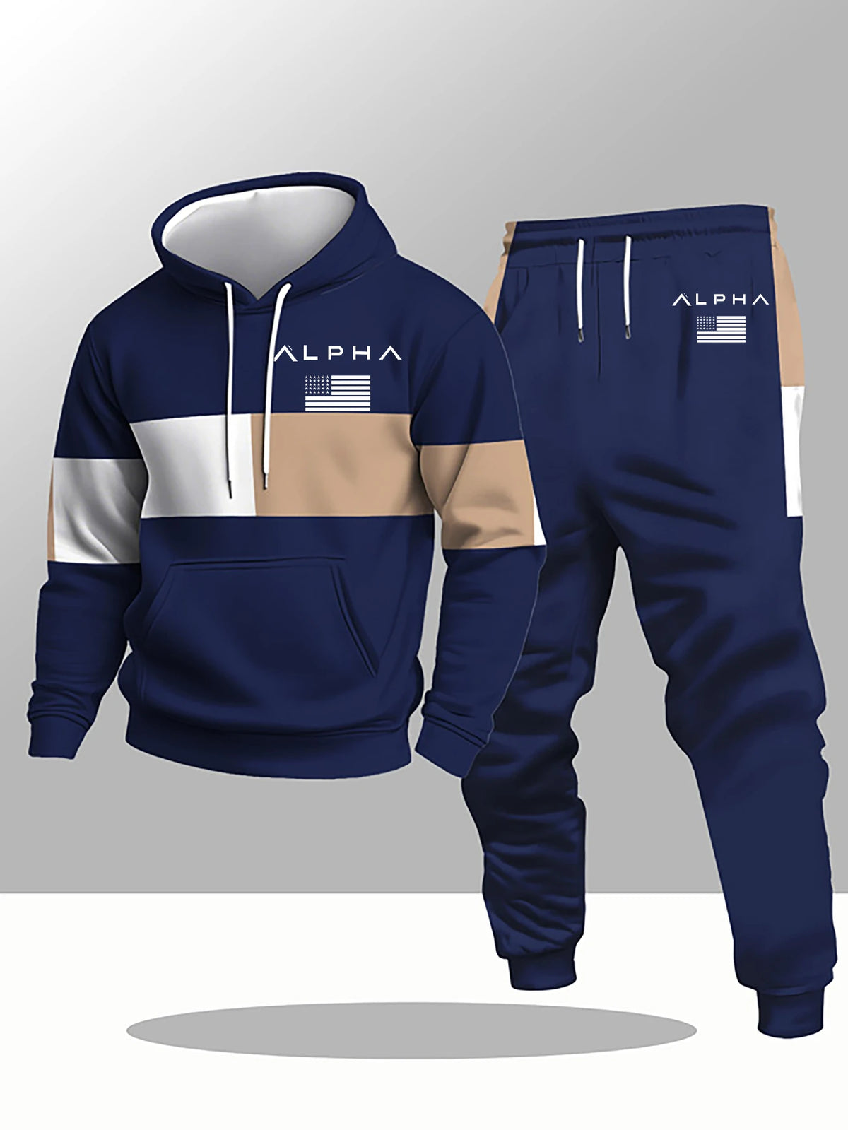 2026 Autumn/Winter New Men's Hoodie Set Y2K Fashion Warm Hoodie+sweatpants 2-piece Set Casual Loose Sportswear Set