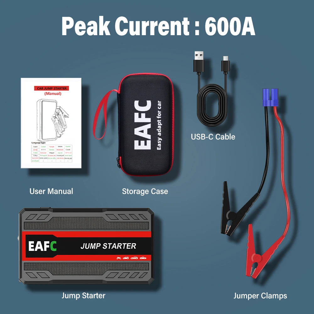 EAFC Upgrade 2000A/1000A Car Jump start LED Display Car Battery Booster Portable Car Booster start equipment for Petrol Vehicle
