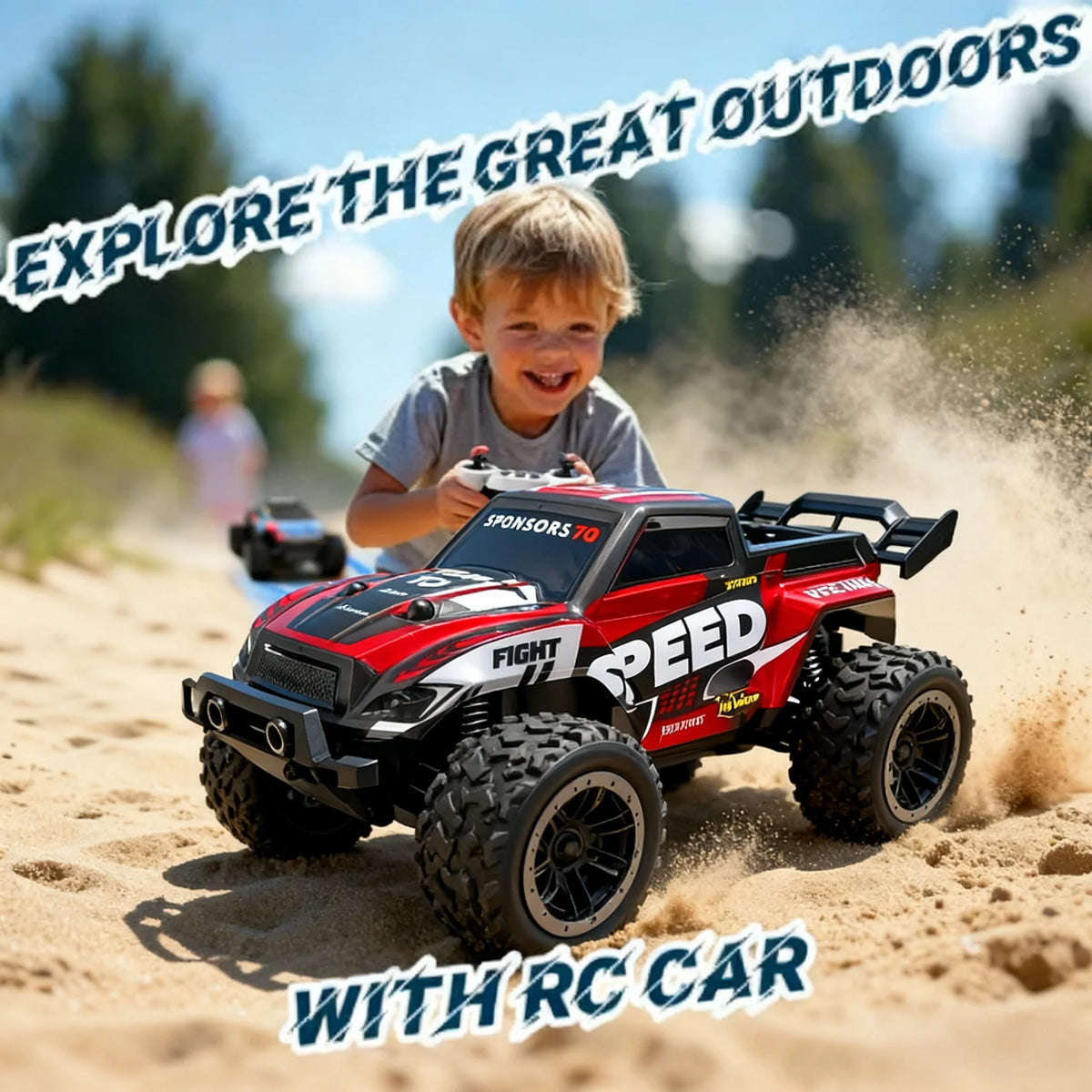 2.4GHz four-wheel drive all-terrain remote control truck toy, large all-terrain tires with LED lights, remote control off-road v
