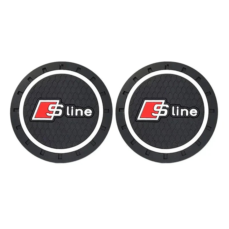 2PCS Car Cup Holder Coasters for Audi – Anti-Slip Silicone Pad, Waterproof Drink Bottle Mat for A1 A3 A4 A5 A6 A7 A8 Q2 Q3 Q5 Q7 S Series