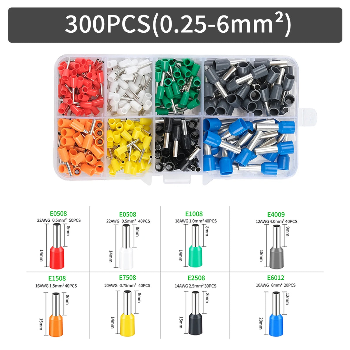 300-2000 pcs Durable Wire Connect Insulated Connector Crimp Terminator Cold Pressed Insulated Termina