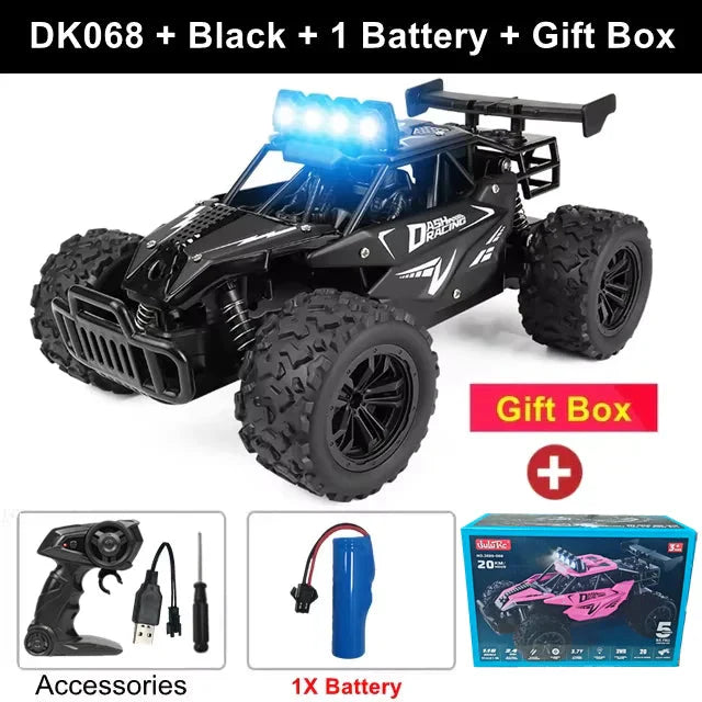 1:16 RC Drift Racing Car - High-Speed Off-Road Alloy Truck with LED Lights, 20KM/H, 2.4G Radio Control for Kids & Adults