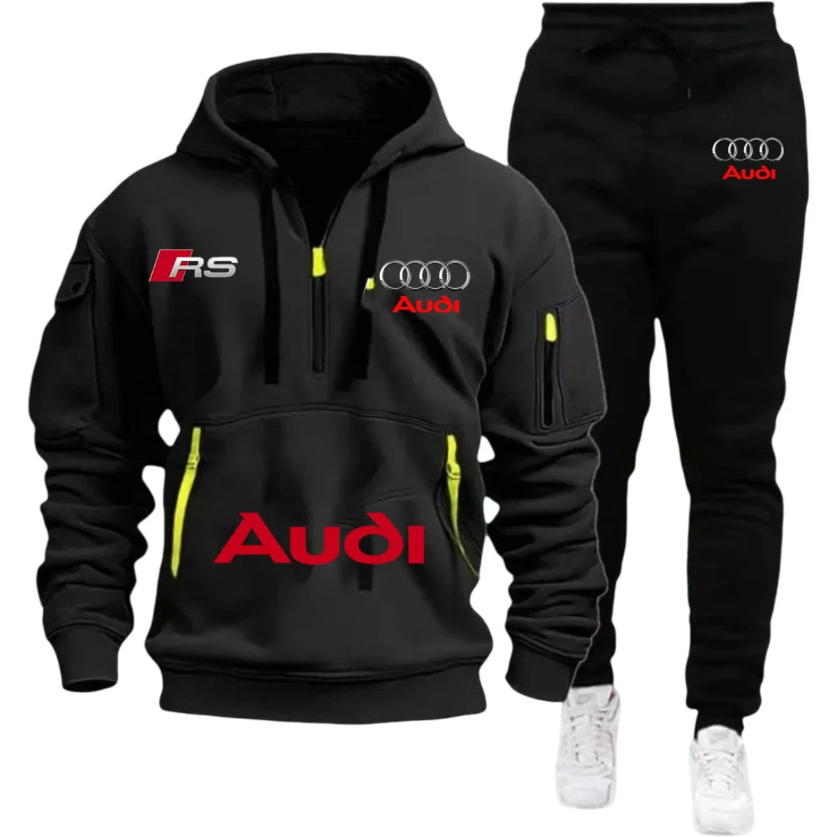 2026 Audi Warm Hoodie Pullover Jacket & Two-Piece Casual Sport Pants Set Insulated Outdoor Fashion Summer/Winter Style Clothing