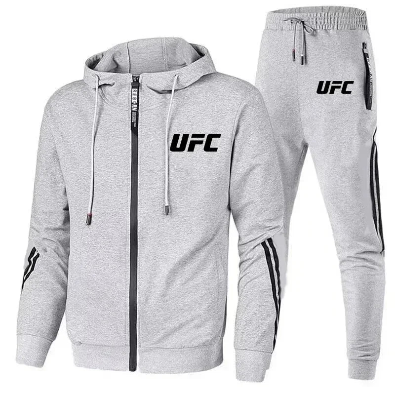2026 new UFC collection of casual sportswear for men, featuring loose pants and an UFC-style jacket, suitable for outdoor cyclin