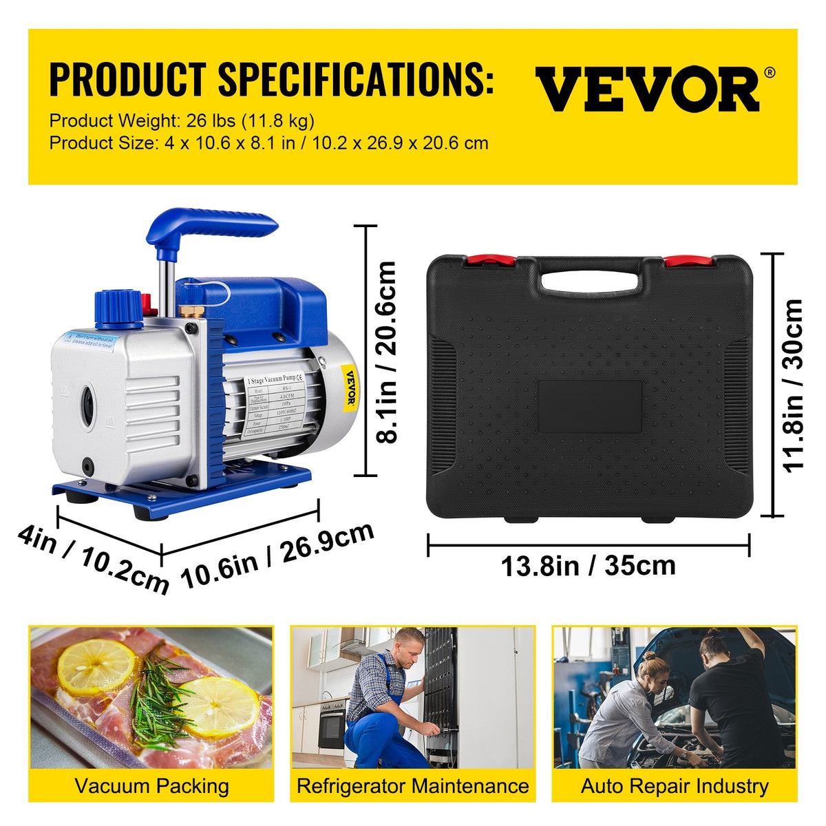 HVAC Refrigeration Vacuum Pump: 1-Stage, Choice of Manifold Gauge, 1.8-12CFM - Essential for Refrigerant Air Conditioning Maintenance