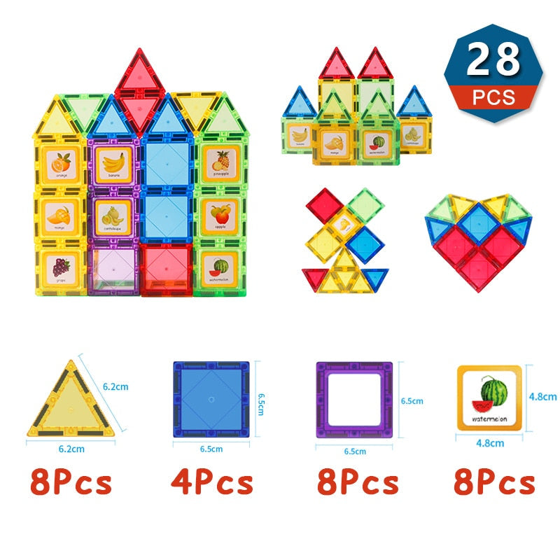 1Set Magnetic Designer Construction Set Model & Building Toy DIY Magnetic Blocks Tiles Montessori Educational Toys For Kids Gift