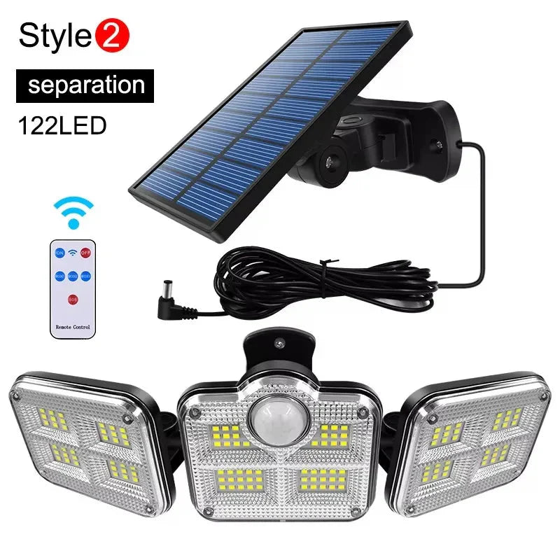 122/333 LED Solar Motion Sensor Lights – IP65 Waterproof Outdoor Wall Lamp with 3 Modes for Garage, Yard & Corridor