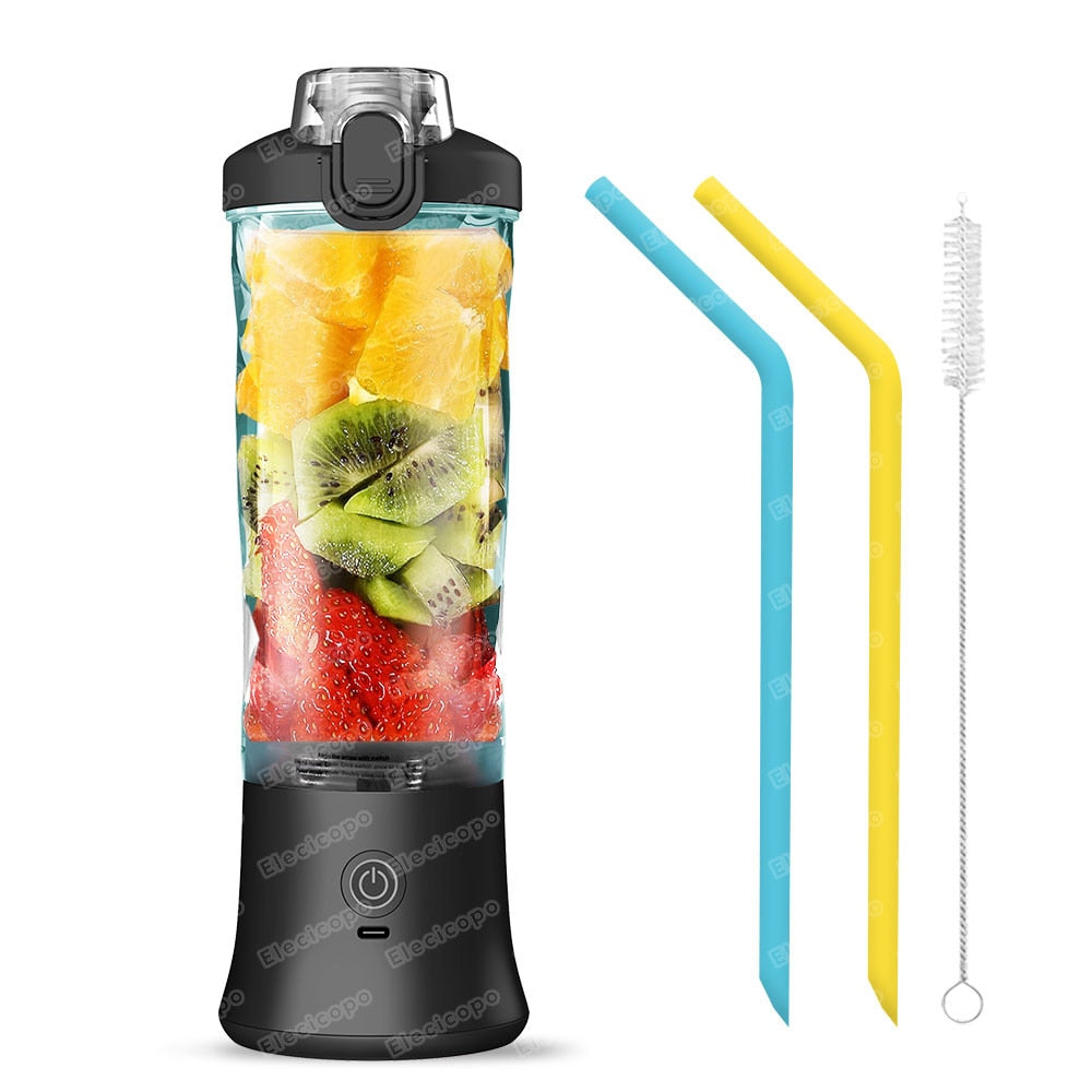 Multifunctional Portable Electric Juicer: 600ML Fruit Mixers Blender with 4000mAh USB Rechargeable Smoothie Mini Blender Machine