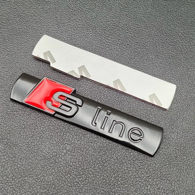 2PCS 3D Metal S Line Emblem Car Badge Stickers – Fender & Trunk Decal for Audi A1 A3 A4 A5 A6 A7 A8 Q2 Q3 Q5 Q7 RS5 TT Accessories