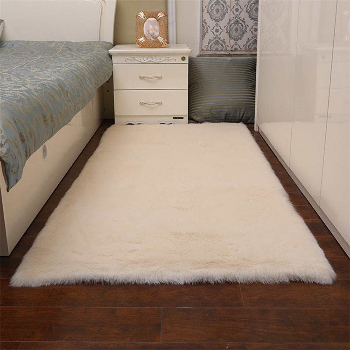 150x60cm Faux Soft Artificial Wool Fur Area Rugs Wool Shaggy Carpet Floor Mat Plush Sofa Cover Seat Pad for Living Room Bedroom