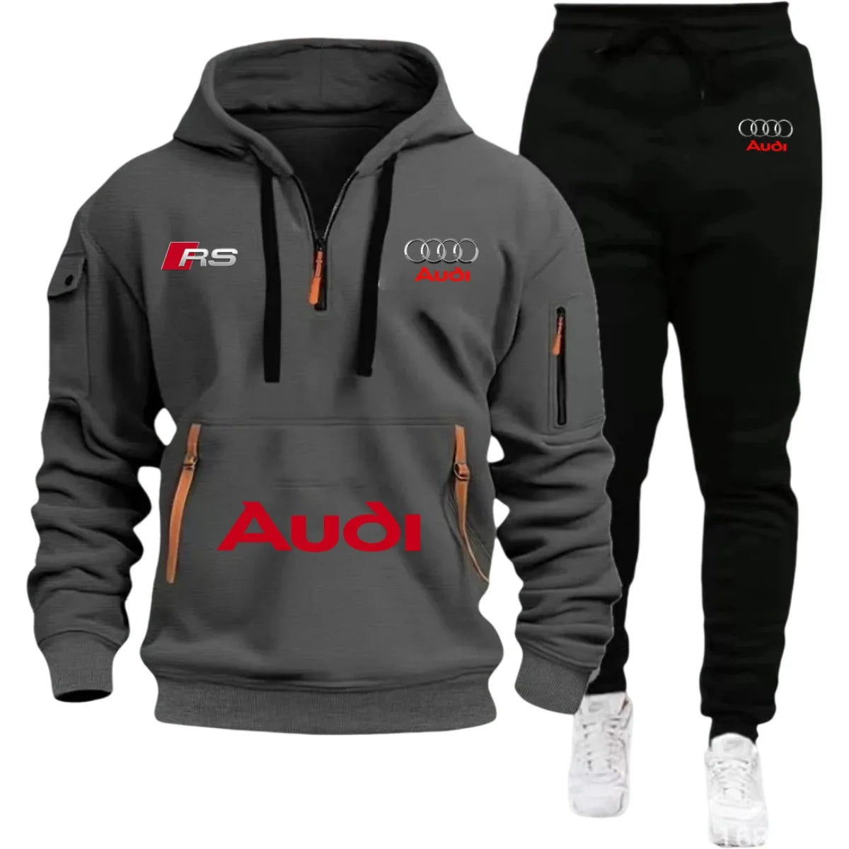 2026 Audi Warm Hoodie Pullover Jacket & Two-Piece Casual Sport Pants Set Insulated Outdoor Fashion Summer/Winter Style Clothing