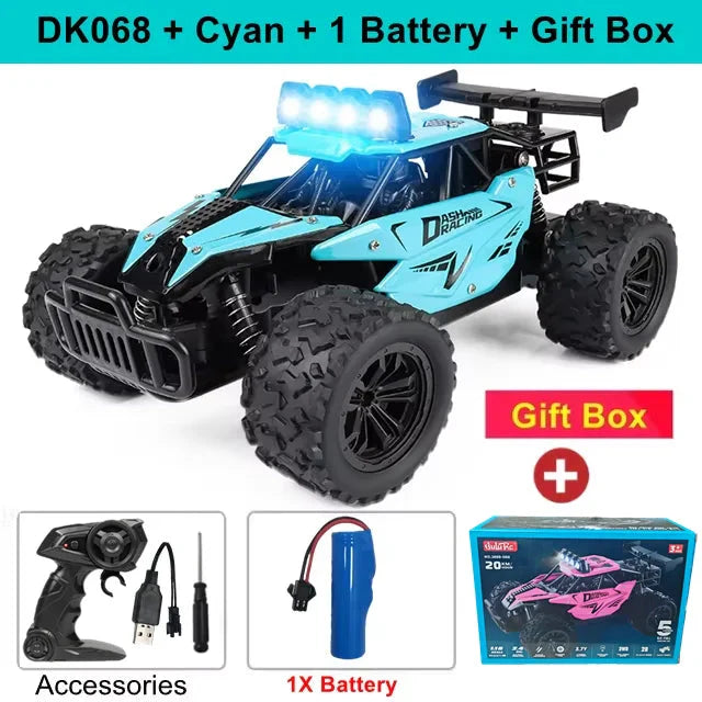1:16 RC Drift Racing Car - High-Speed Off-Road Alloy Truck with LED Lights, 20KM/H, 2.4G Radio Control for Kids & Adults