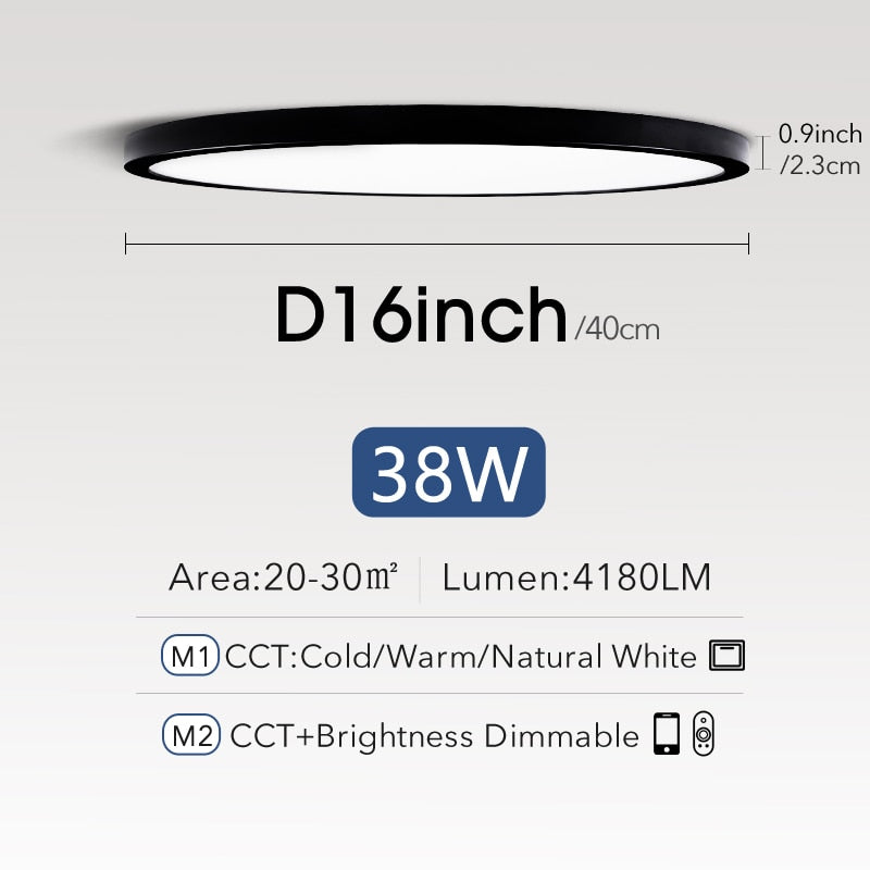 Smart Ultrathin 20-Inch LED Ceiling Lamp: Large Bedroom Lighting Fixture for Modern Living Room