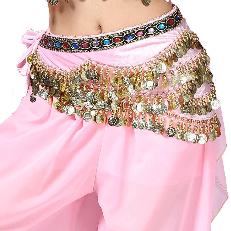 1PC New Style Belly Dance Belt Newest Multi-color Glass Silk Velvet Dancing Belt Scarf Crystal BellyDance Waist Chain Hip Scarf