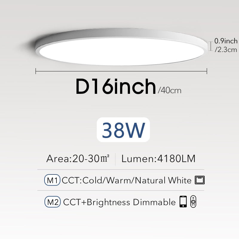 Smart Ultrathin 20-Inch LED Ceiling Lamp: Large Bedroom Lighting Fixture for Modern Living Room