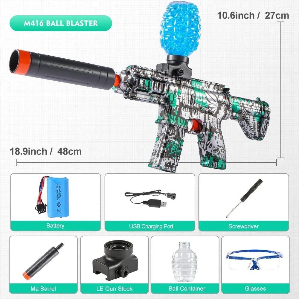 M416 Electric Ball Blaster Toy Gun – High-Speed Rechargeable Toy with Metallic Finish, Perfect Holiday Gift (Bullets Excluded)