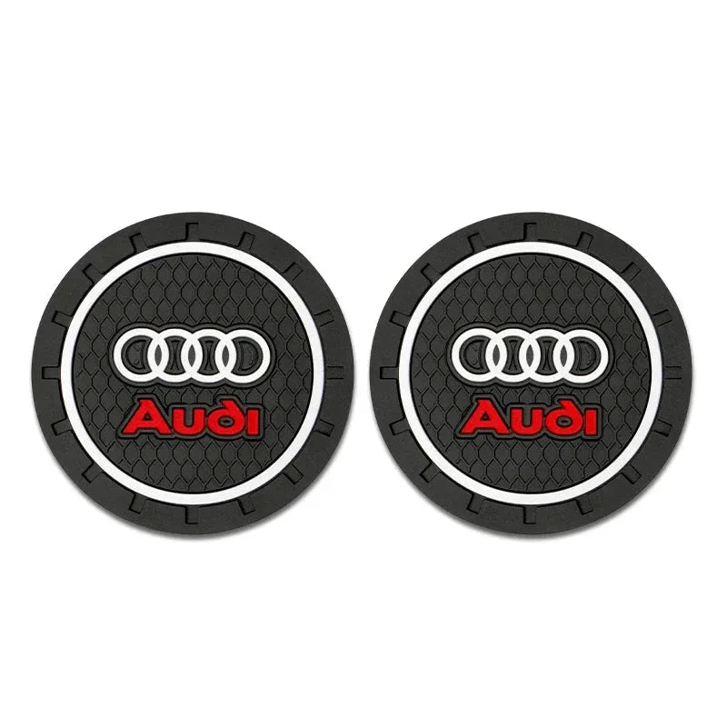 2PCS Car Cup Holder Coasters for Audi – Anti-Slip Silicone Pad, Waterproof Drink Bottle Mat for A1 A3 A4 A5 A6 A7 A8 Q2 Q3 Q5 Q7 S Series