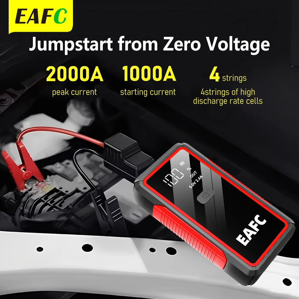 EAFC Upgrade 2000A/1000A Car Jump start LED Display Car Battery Booster Portable Car Booster start equipment for Petrol Vehicle