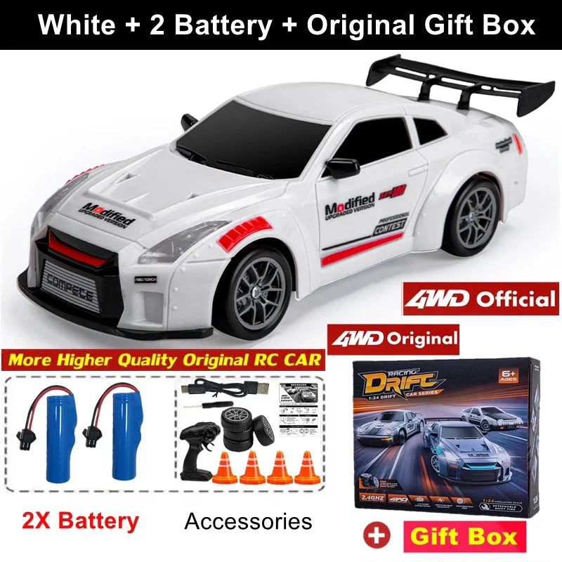 4WD Remote Control Drift Car - 1:24 Scale High-Speed Racing Car, 2.4G Radio, 20KM/H Mini RC Car for Boys & Teens