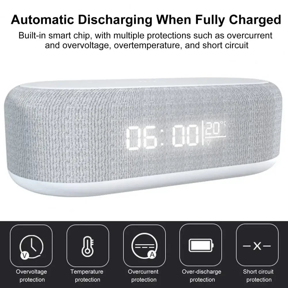 4 In 1 Desk Digital Clock Night Light Alarm Clock Wireless Charging Clok For Table Bedroom Office LED Display Wake-up Feature