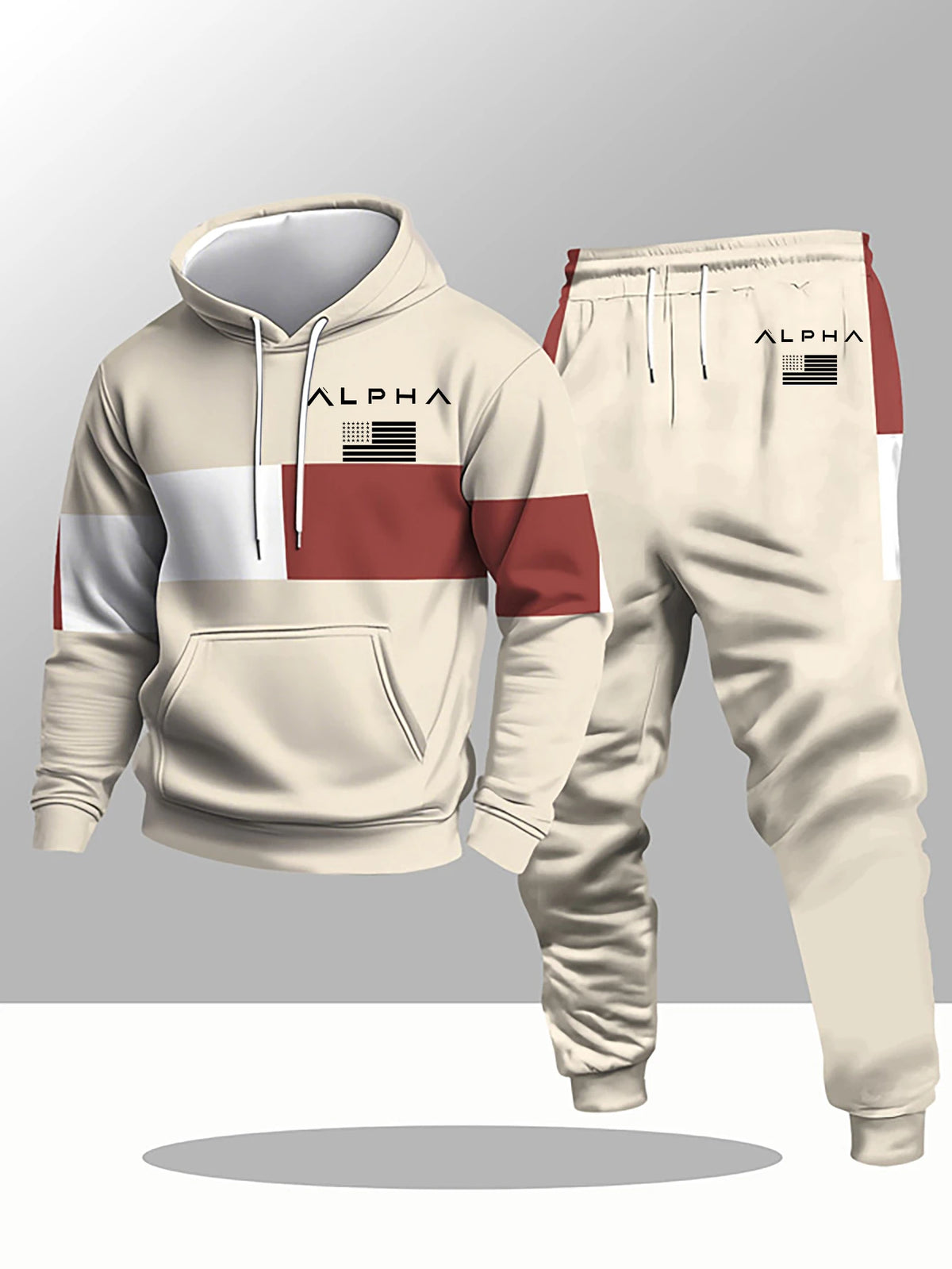 2026 Autumn/Winter New Men's Hoodie Set Y2K Fashion Warm Hoodie+sweatpants 2-piece Set Casual Loose Sportswear Set
