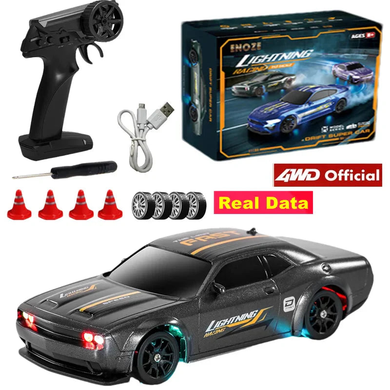4WD RC Drift Racing Car - 1/43 Mini High-Speed Electric Car with Gyroscope, Realistic Lights, Remote Control Toy for Kids & Adults