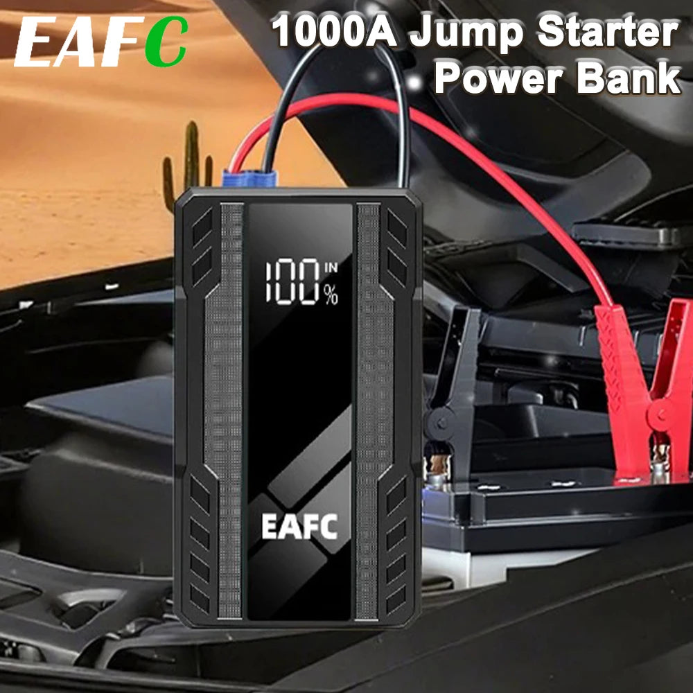 EAFC 1000A Car Jump StarterPower Bank 6400mAh Portable   Emergency Battery Booster Starting Charger SOS Flashlight  PowerBank