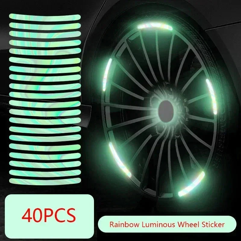 Car Wheel Hub Reflective Stripes Stickers – Night Safety Tire Rim Decals, Waterproof Warning Tape for Vehicle Decoration