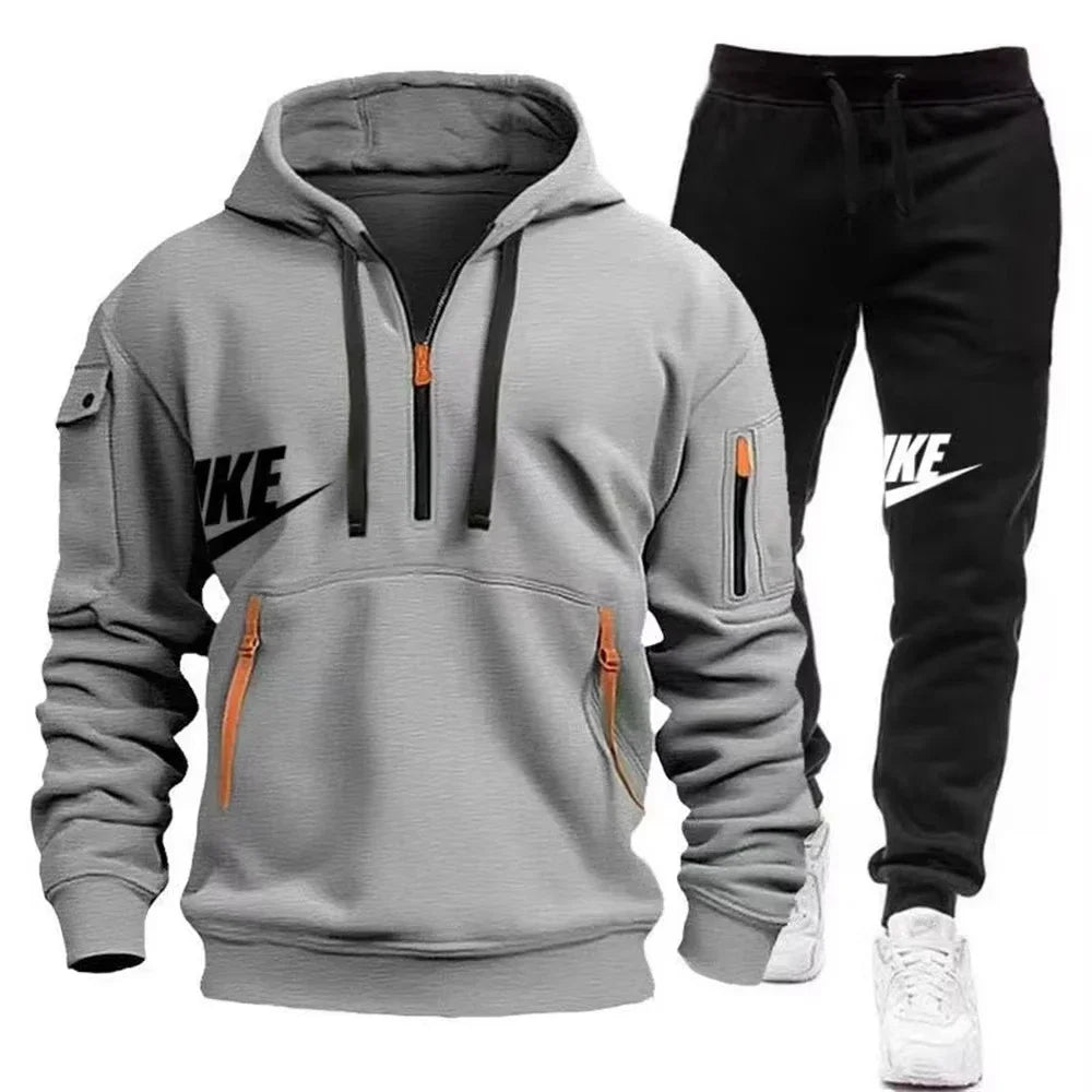 2025 New men's autumn and winter suit zipper hoodie + trousers suit casual men's sportswear