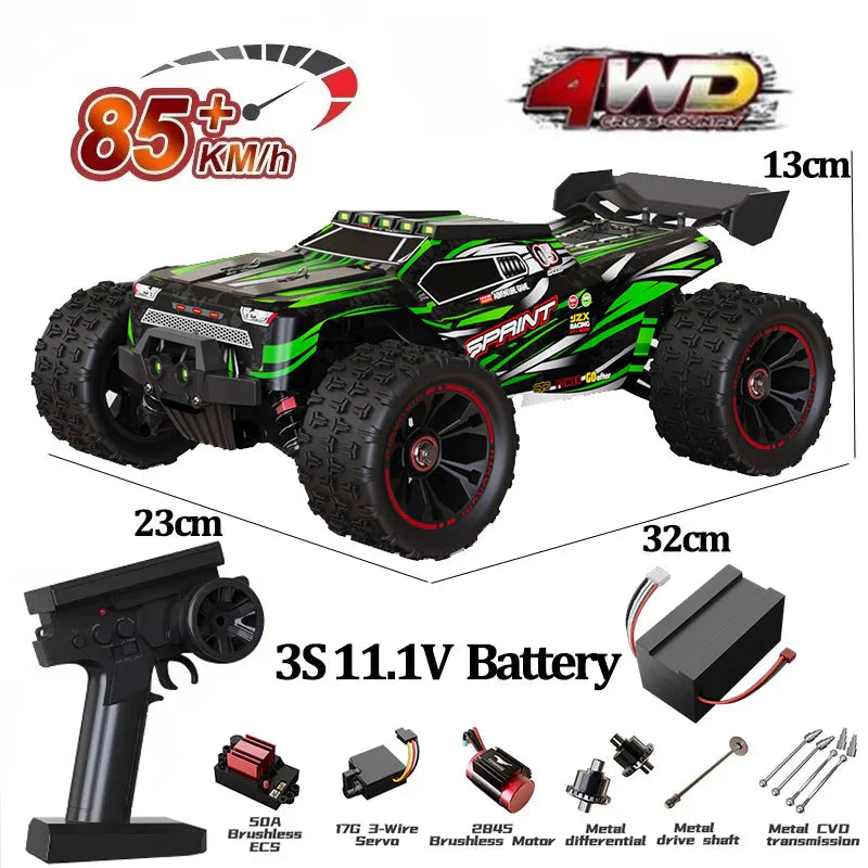 9522PRO 1:16 RC Car - 85KM/H Brushless 4WD Off-Road Drift Racing Truck with LED Lights, Professional High-Speed Remote Control Car