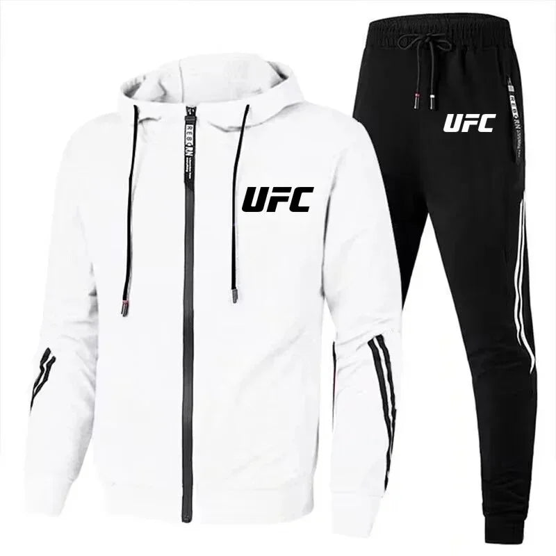 2026 new UFC collection of casual sportswear for men, featuring loose pants and an UFC-style jacket, suitable for outdoor cyclin