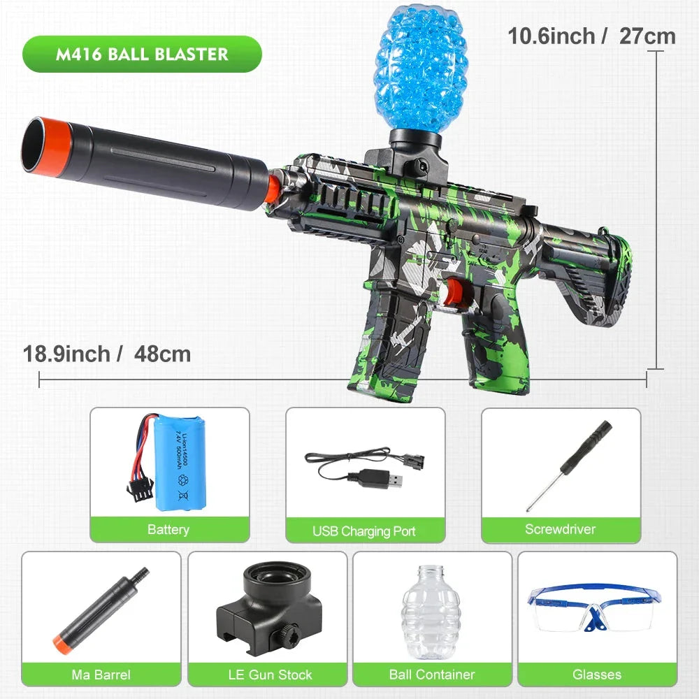 M416 Electric Ball Blaster Toy Gun – High-Speed Rechargeable Toy with Metallic Finish, Perfect Holiday Gift (Bullets Excluded)