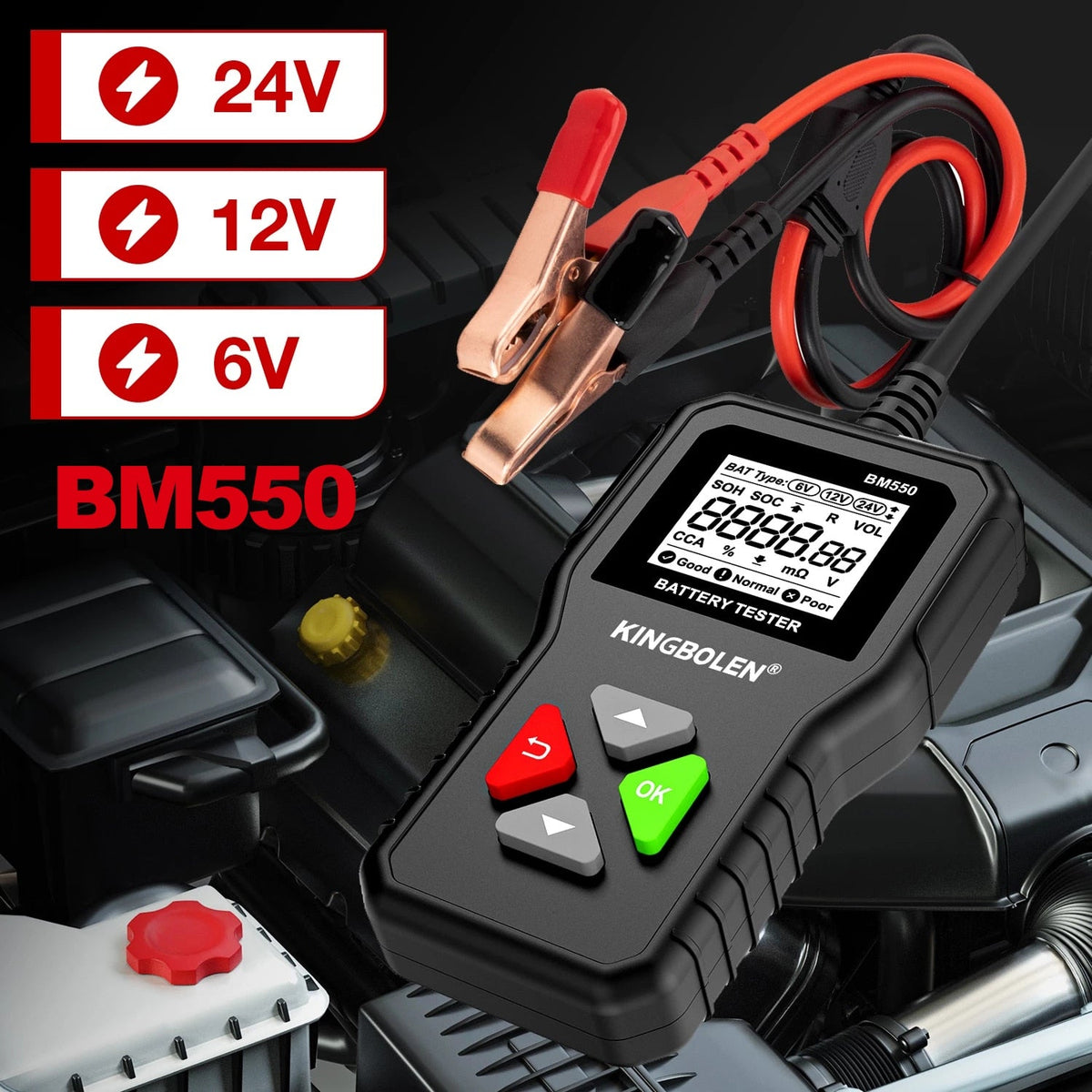 Kingbolen BM560 Car Battery Tester 6V 12V BM580 Battery Analyzer Cranking Test Charging Test Load Test BM550 PK KW650