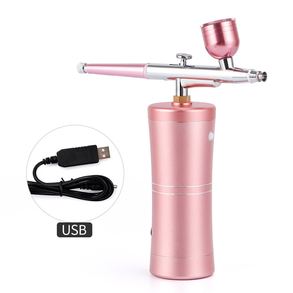 Top 0.3mm Mini Air Compressor Kit Air-Brush Paint Spray Gun Airbrush For Nail Art Tattoo Craft Cake Nano Fog Mist Sprayer