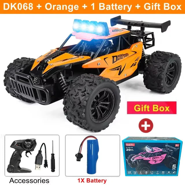 1:16 RC Drift Racing Car - High-Speed Off-Road Alloy Truck with LED Lights, 20KM/H, 2.4G Radio Control for Kids & Adults
