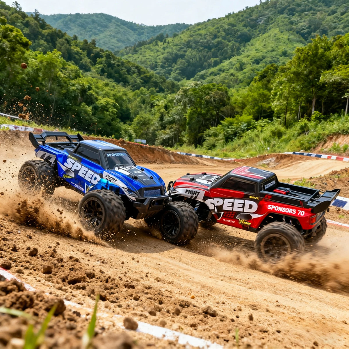 2.4GHz four-wheel drive all-terrain remote control truck toy, large all-terrain tires with LED lights, remote control off-road v
