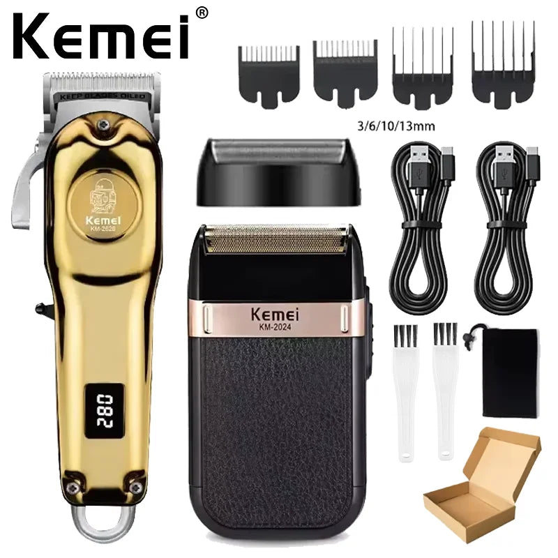Hair Clipper Kemei KM-2628 KM-678 KM-2024 Professional Electric Beard Clipper Rechargeable Men's Shaver Hair Trimmer Kit Men
