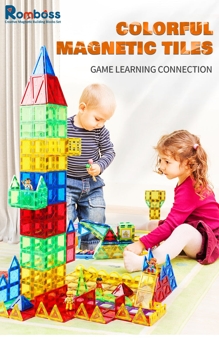 1Set Magnetic Designer Construction Set Model & Building Toy DIY Magnetic Blocks Tiles Montessori Educational Toys For Kids Gift