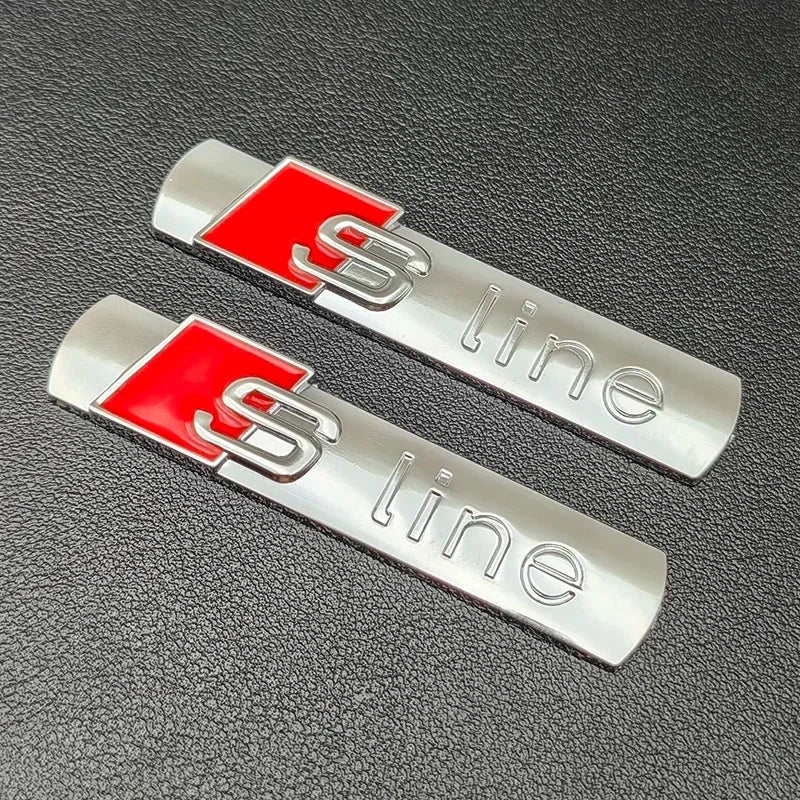2PCS 3D Metal S Line Emblem Car Badge Stickers – Fender & Trunk Decal for Audi A1 A3 A4 A5 A6 A7 A8 Q2 Q3 Q5 Q7 RS5 TT Accessories