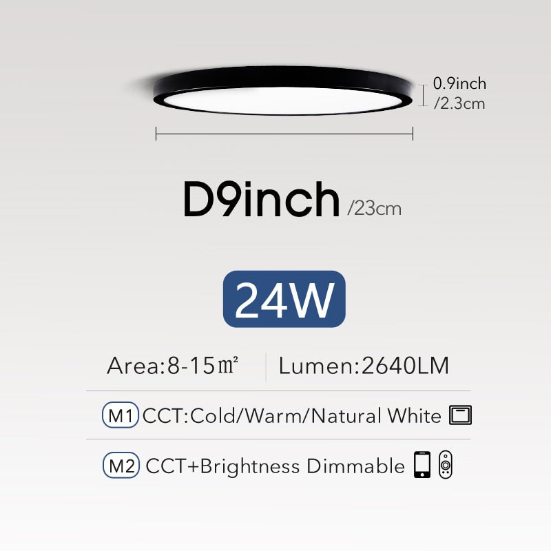 Smart Ultrathin 20-Inch LED Ceiling Lamp: Large Bedroom Lighting Fixture for Modern Living Room