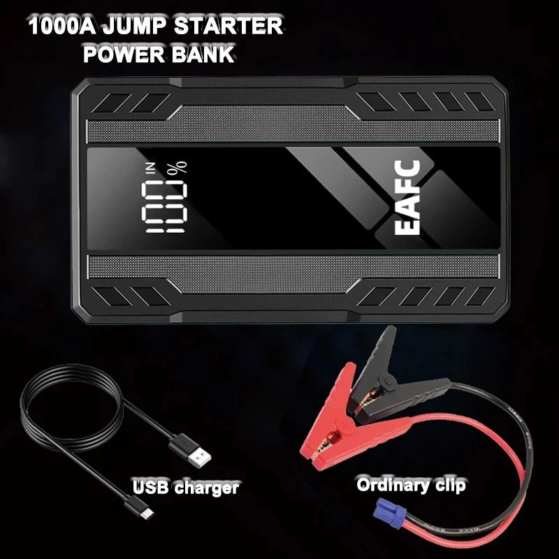 EAFC 1000A Car Jump StarterPower Bank 6400mAh Portable   Emergency Battery Booster Starting Charger SOS Flashlight  PowerBank