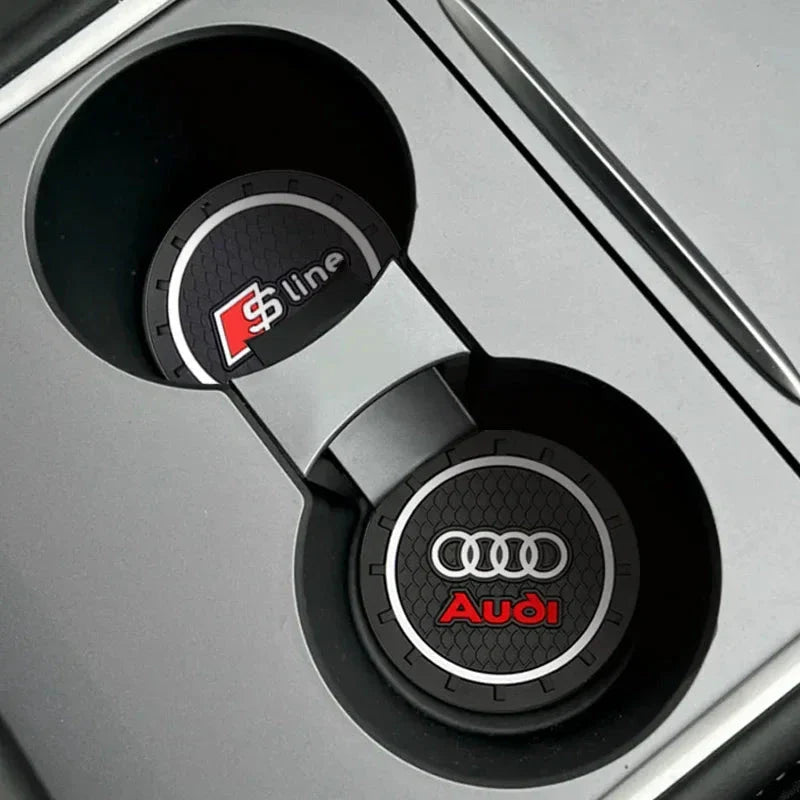 2PCS Car Cup Holder Coasters for Audi – Anti-Slip Silicone Pad, Waterproof Drink Bottle Mat for A1 A3 A4 A5 A6 A7 A8 Q2 Q3 Q5 Q7 S Series