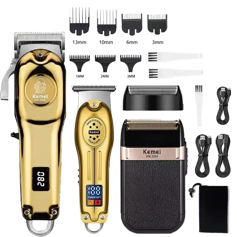 Hair Clipper Kemei KM-2628 KM-678 KM-2024 Professional Electric Beard Clipper Rechargeable Men's Shaver Hair Trimmer Kit Men