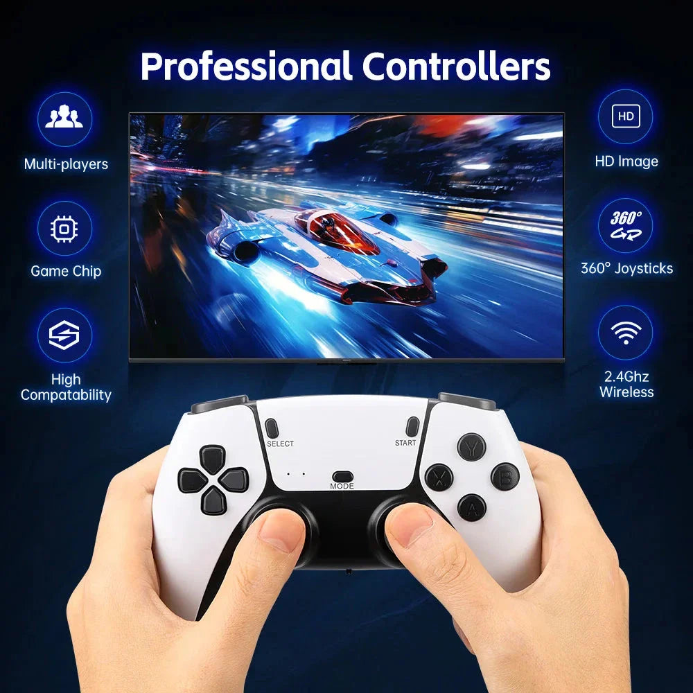 M15 4K TV Game Stick Console – 64GB Built-in 20,000+ Retro Games, Dual Wireless Controllers, Plug & Play HDMI Game Player