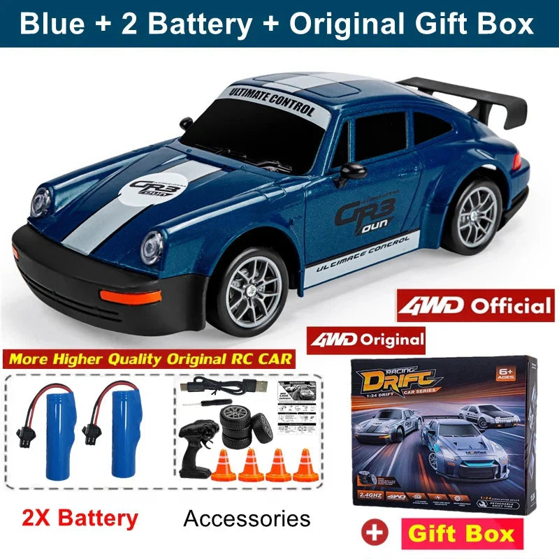 4WD Remote Control Drift Car - 1:24 Scale High-Speed Racing Car, 2.4G Radio, 20KM/H Mini RC Car for Boys & Teens