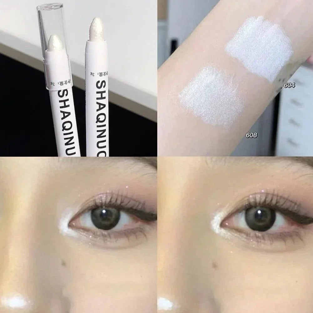 Matte Eyeshadow Stick White Eyeliner Shimmer Silver Highlighter Pen Cream Formula